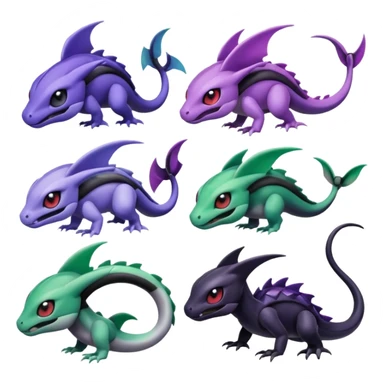 Violet-purple-black-white-gradients Meloetta-Rayquaza-Salandit-Pokémon-Fakémon-creature sticker