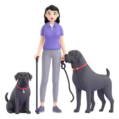 Fashionable woman with long black hair and a black Cane Corso dog sticker