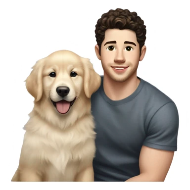 Nick Jonas and English cream golden retriever puppy  sticker