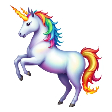 A rainbow colored unicorn breathing fire sticker