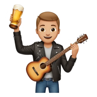 We're creating a quiz for a New Year's Eve team. The idea is that people have to guess which emoji belongs to which person from three emojis. Now it's up to you to make one whole emoji from the following  emojis.  🏍🎸🍻👦 sticker
