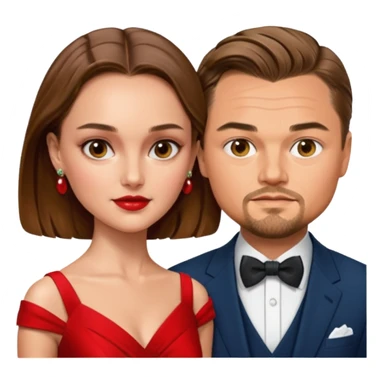leonardo di caprio and Natalie Portman in a red dress sticker