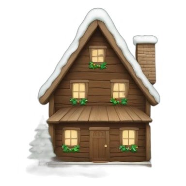 wooden house christmas sticker