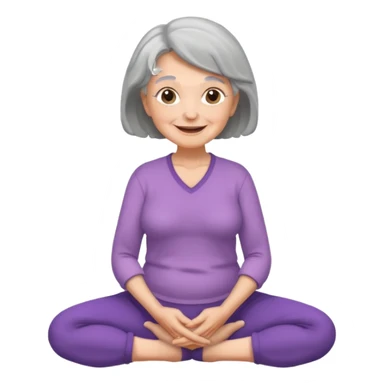 mulher idosa com as pernas cruzadas e maos em cima da pelve  sticker