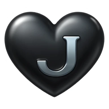 A black heart with the letter "J" in the middle in a pretty font sticker