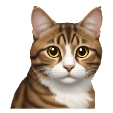 Brown and white tabby cat fluffy sticker