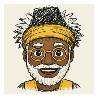 Add a hat to the character in the style of a black doodle sticker