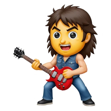 Cinematic Realistic AC/DC Pop Culture Emoji, showcasing an electrifying portrayal inspired by the legendary rock band rendered with vivid textures and energetic lighting. sticker