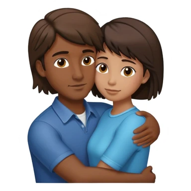 Big tall man with mullet hair cut (brown hair) hugging short lady with short dark brown hair sticker