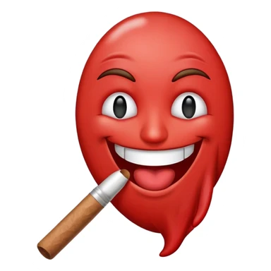 A stoned emoji face holding a blunt  sticker