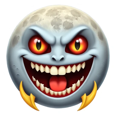 moon with vampire fangs sticker