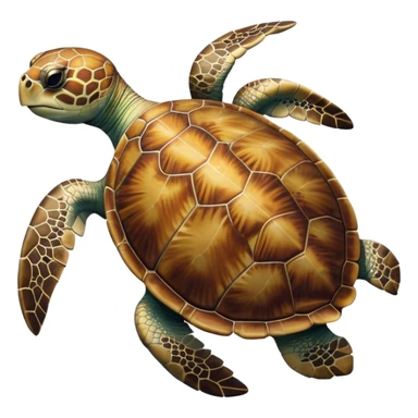 Cinematic Realistic Noble Sea Turtle Portrait Emoji, Poised and dignified, with a robust, time-worn shell intricately patterned in earthy tones and a weathered, wise face with deep, observant eyes, rendered with lifelike texture and natural, diffused light; high shine, intelligent and serene, styled with an air of oceanic majesty, focused and attentive, soft glowing outline, capturing the essence of a watchful and confident sea turtle that appears to glide out of the screen with timeless authority! sticker