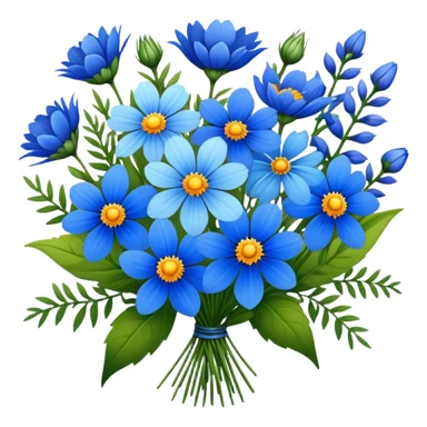 Mix of assorted blue wildflowers bouquet sticker