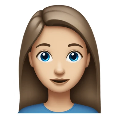 brown haired girl portrait blue eyes straight hair sticker