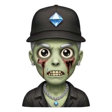 Zombie con gorra de los Dodgers negra y cadena diamantada  sticker