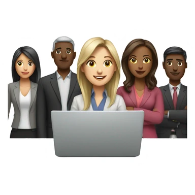 Work Group with laptop mix of women & men sticker