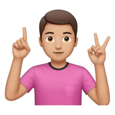 Draw a picture of a person pointing to themselves with their other hand raised if pink tshirt sticker