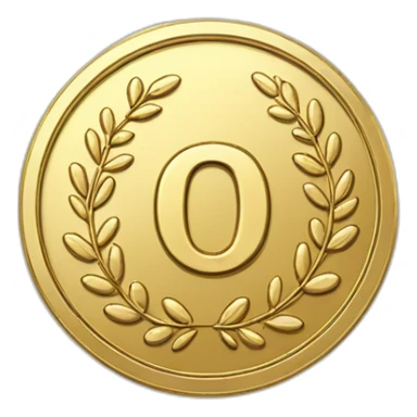 circle gold coin with laurel and large "0" label sticker