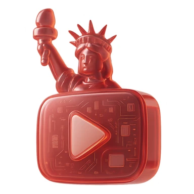 Statue of Liberty with YouTube play button, glossy circuit style sticker