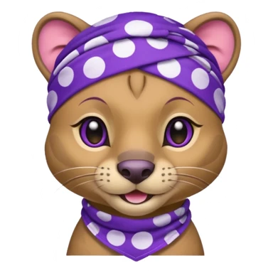
Fossa animal wearing a bandana on the forehead in purple color with white smiley patterns sticker