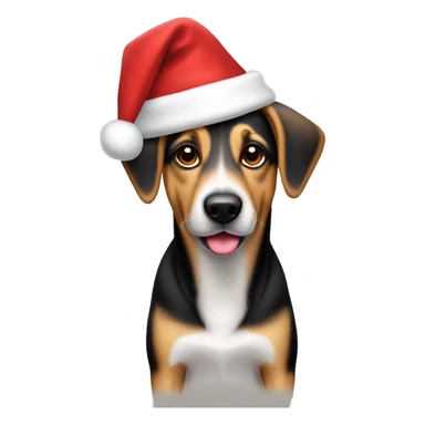German Shepard beagle mix dog in Santa hat sticker