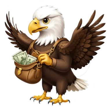 Eagle flying with money bag in his mouth sticker