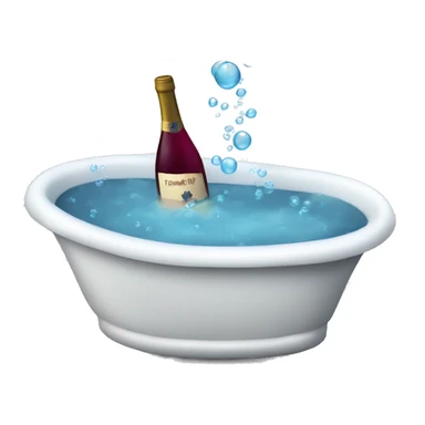 Bath tub with bubbles and wine glass sticker