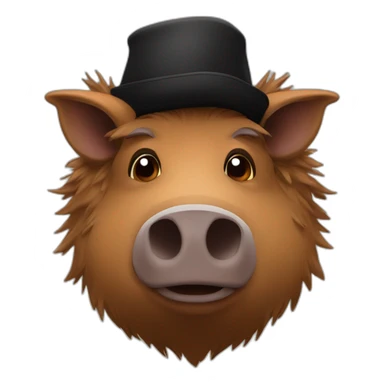 fullface brown boar tired of life with a black winter hat sticker