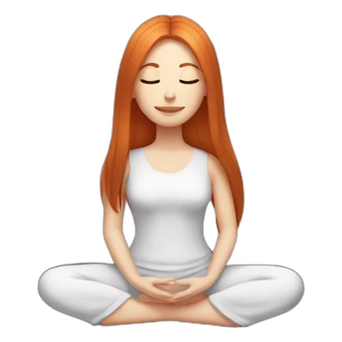 redhead white woman long medium straight hair, meditating on a violet blanket sticker
