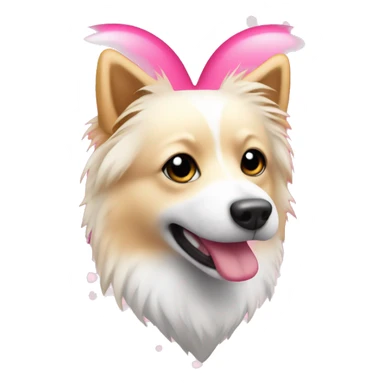 White and blonde spots spitz in a pink heart sticker