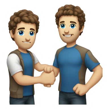 A man with brown hair blue eyes giving a fist bump  sticker