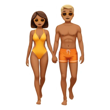 couple walking on the beach sunset in background sticker