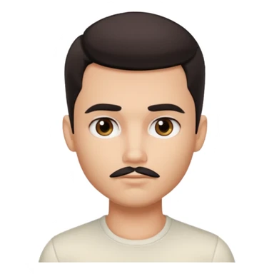pretty handsome bratz man, with black eyes,  short dark hair,  short mustache , pale skin, defined jawline sticker