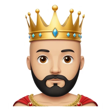 bald guy with black beard and a crown sticker