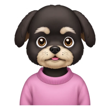 Black Dog shitzu with eyelashes wearing a pink sweater  sticker