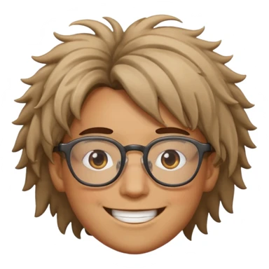 Cabelo bagunçado e oculos sticker