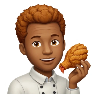 black man eating chicken sticker