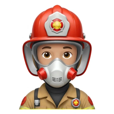 Firefighter with white respiratory protection white color helmet sticker