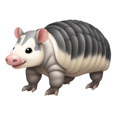 Black and white piebald chubby round rotund armadillo pig panda centipede armadillo  sticker
