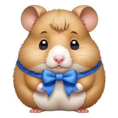 Sad hamster wearing a bow sticker