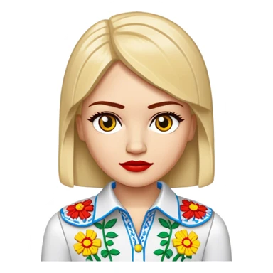 A Ukrainian girl in an embroidered shirt and Lego bricks sticker