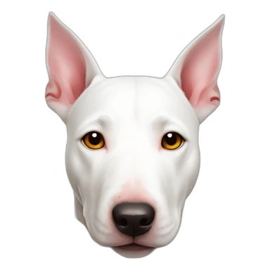 white bull terrier with red circle around left eye sticker