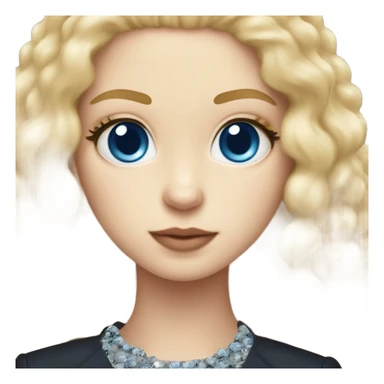 Slavic girl blonde long hair and blue eyes and chanel suit and toy poodle drown sticker