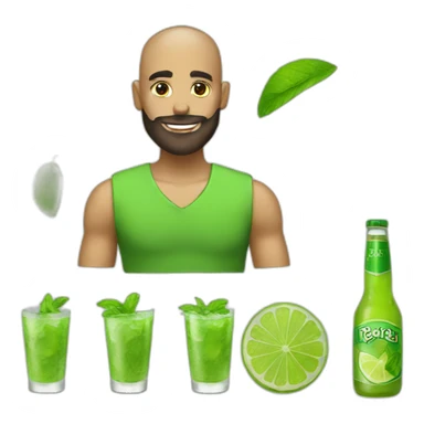 hair shaved boy with beard and with mojito sticker
