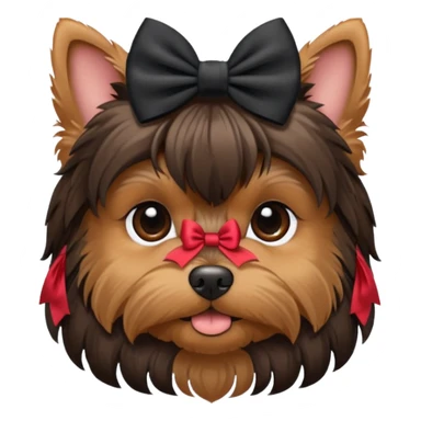 a little dar brown Yorkshire Terrier face with a bow. sticker