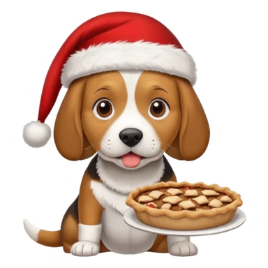 beagle in the santa hat eating a pie sticker