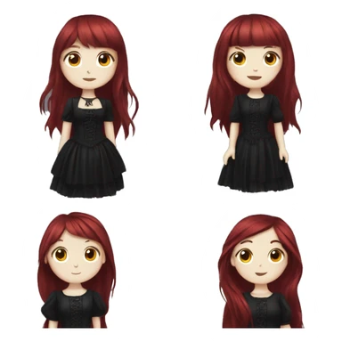 girl that has white skin and Long Dark red hair and fringe bangs and is wearing gothic dress sticker