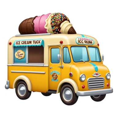 Chocolate nut sprinkle covered 1953 ice cream truck  sticker