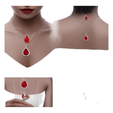 red tear ruby necklace with chain emoji floating moving flying chain  sticker