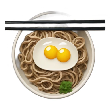 bowl of japanese buckwheat soba noodles with two chopsticks sticker
